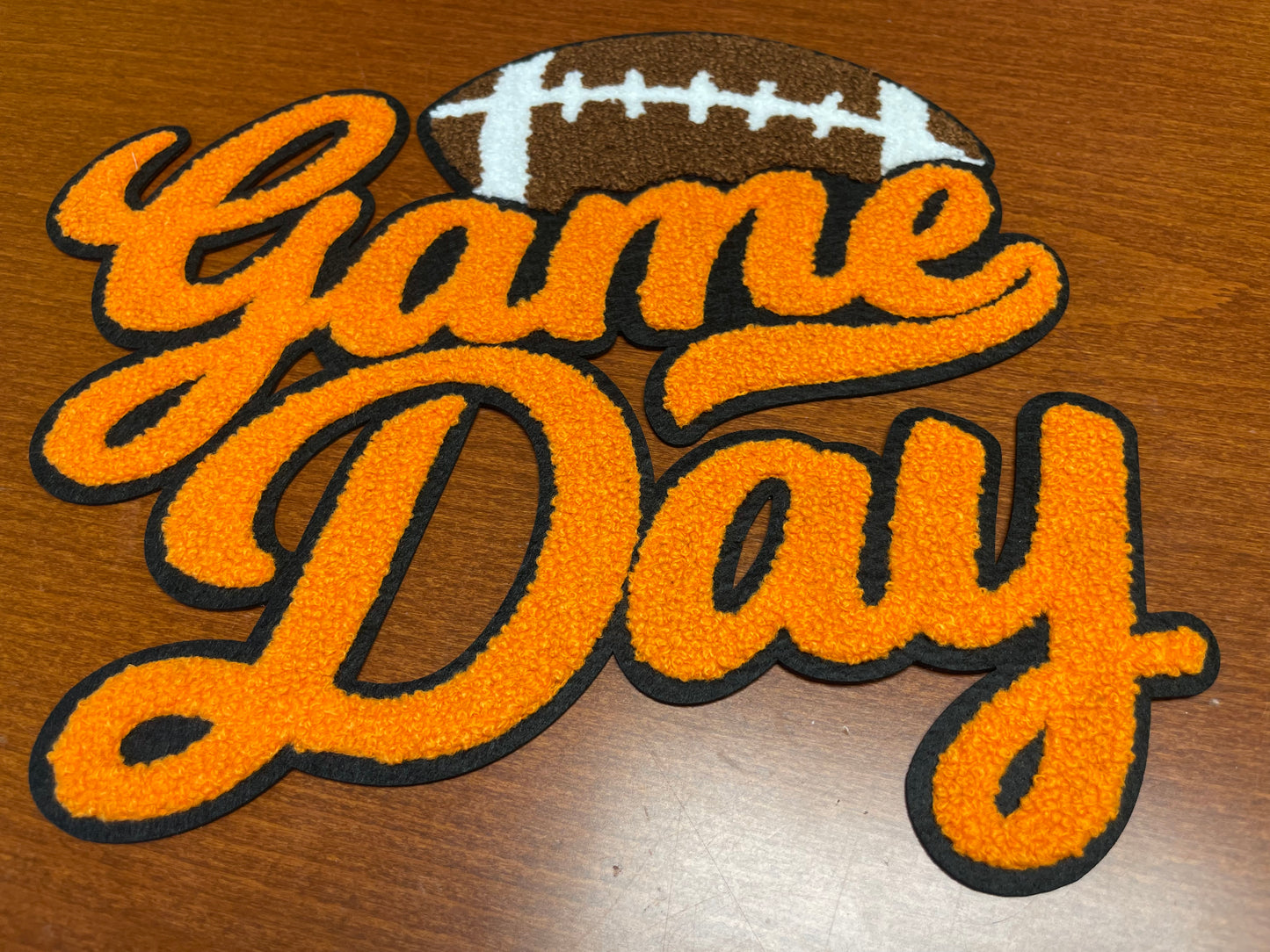 Orange Game Day Chenille Navy Sweatshirt (lower right corner!)
