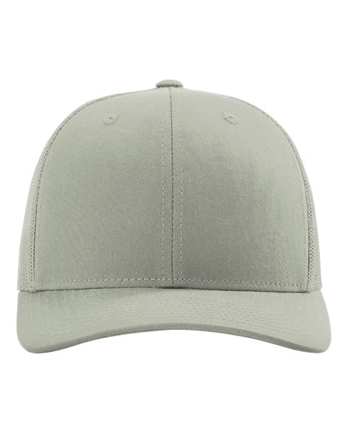 Light gray baseball cap with curved brim and stitched crown, small eyelets.