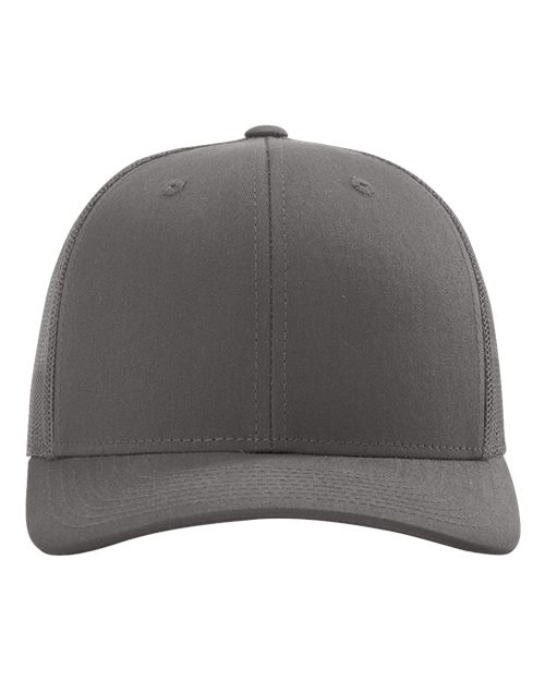 Baseball cap with gray crown, gray underside, and curved brim