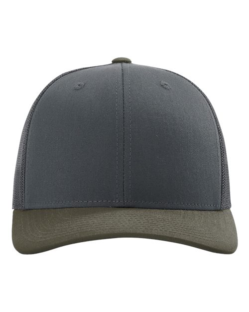 Dark gray baseball cap with stitched center panel and curved brim