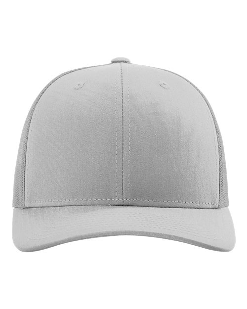 Baseball cap with light gray crown and white curved brim
