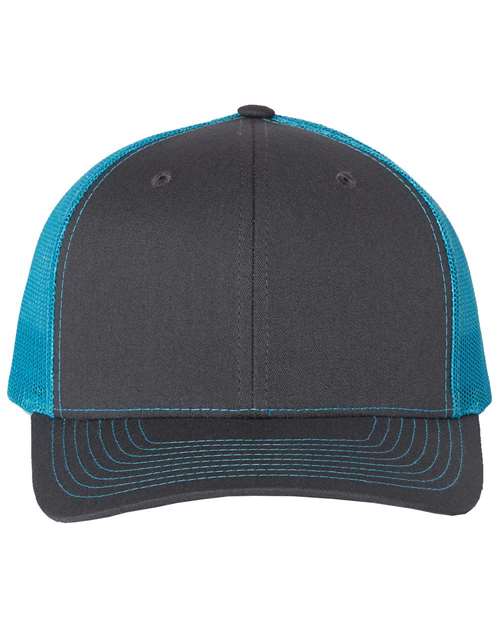 Dark gray baseball cap with light blue mesh back and dark stitched curved brim.