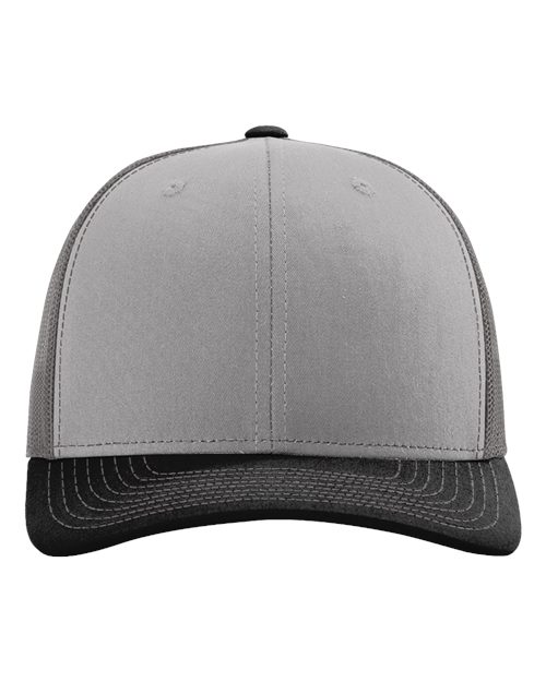 Light gray baseball cap with dark gray patterned brim and small front ventilation eyelets.