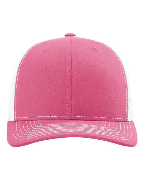 Richardson 112 baseball cap in pink with white side panels and brim