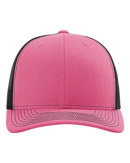 Richardson 112 baseball cap in pink with black side panels and brim