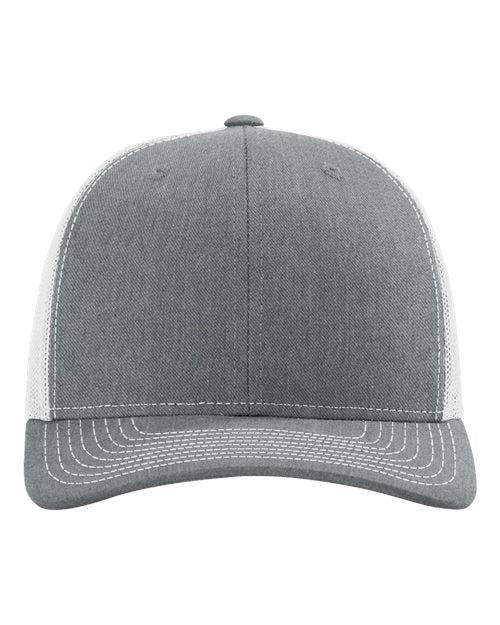 Richardson 112 baseball cap in medium gray with contrast white stitching on brim