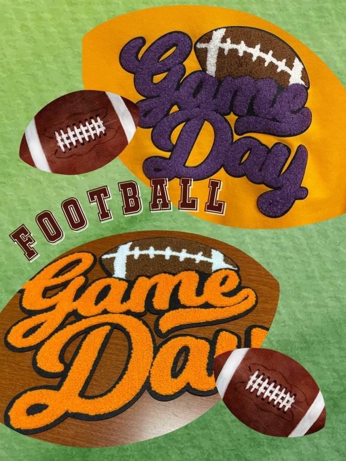 Purple Game Day Chenille Yelow Sweatshirt (upper right corner!)