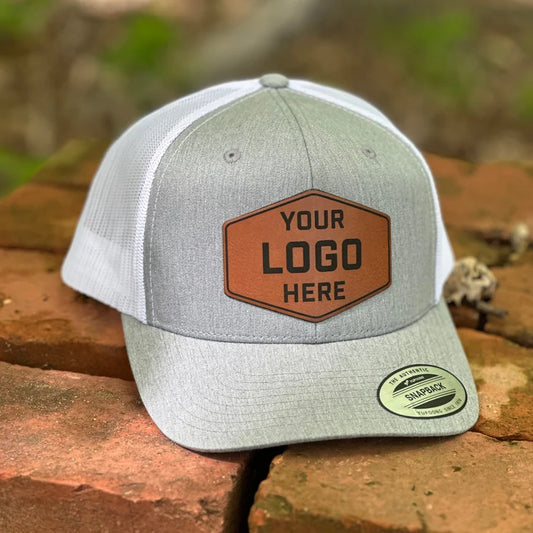 Custom Leather Patch Hat | Leatherette | Snap Back | Trucker Style | Yupoong